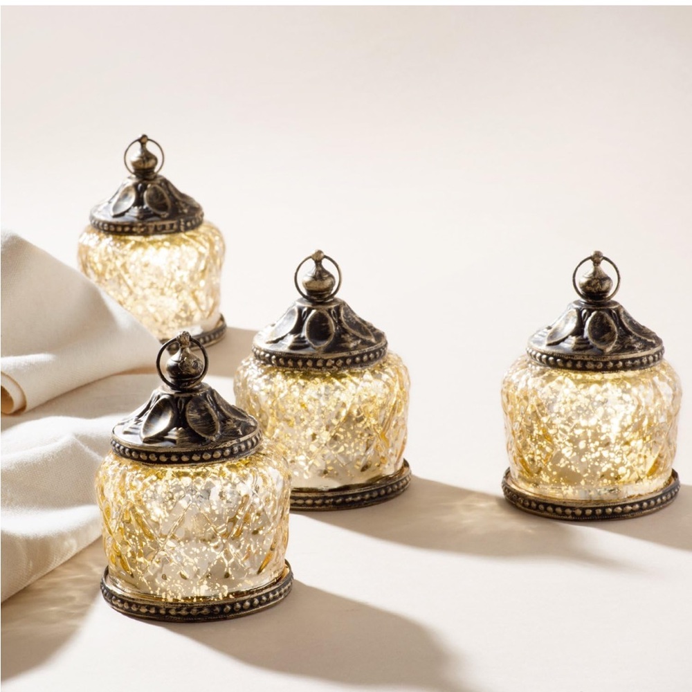 Vintage Gold Mercury Glass Lanterns